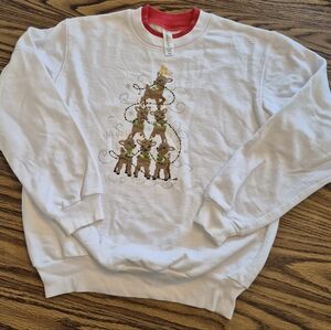 White Reindeer Crew Neck Sweater Size S